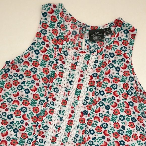 Colorful Floral Sleeveless Swing Trapeze Flowy Lightweight Summer Tank Top - Picture 3 of 6